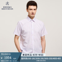 布克兄弟（BrooksBrothers）男士24春夏经典版免烫府绸格纹短袖正装衬衫 6020-蓝粉格纹 17/H