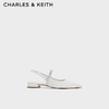 CHARLES&KEITH24春法式亮钻一字带平底尖头凉鞋CK1-70900487 White白色 40