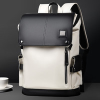 犀统（XITonG）双肩包男休闲商务背包时尚大容量旅行包电脑包初中高中大书包 黑白色