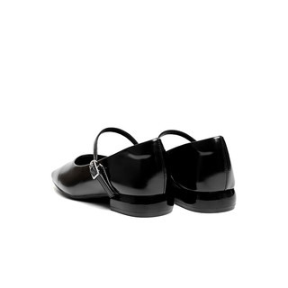 红蜻蜓玛丽珍女鞋2024春季时尚方头一字带女单鞋舒适通勤鞋WTB14062 黑色 37