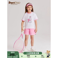 PawinPaw卡通小熊童装2024年夏季男女童撞色运动短袖套装休闲 粉红色/25 100