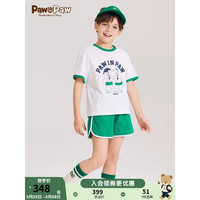 PawinPaw卡通小熊童装2024年夏季男女童撞色运动短袖套装休闲 Green绿色/40 110