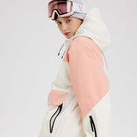 零夏 夹棉滑雪服女撞色袋鼠兜防风防水宽松专业滑雪外套上衣女