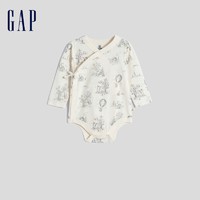 Gap 盖璞 婴儿秋季2023新款纯棉开襟长袖包屁连体衣788750儿童装和尚服