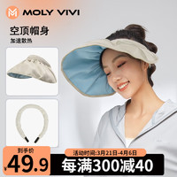 MOLY VIVI 魔力薇薇 贝壳防晒帽女户外遮脸遮阳帽大檐空顶帽发箍两用魔力薇薇molyvivi