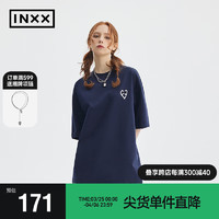 英克斯（inxx）APYD 防晒速干凉感抗菌短袖男女同款宽松休闲哥特字体T恤 藏青色 S