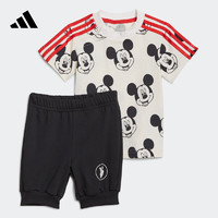 adidas运动短袖套装男婴童阿迪达斯轻运动GT9474 白/黑色/鲜红/黑色 68CM