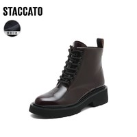 STACCATO 思加图 新款英伦风红酒马丁靴厚底甜酷加绒女短靴EGB02DD
