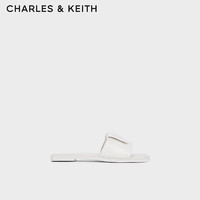 CHARLES&KEITH24春季简约方头一字平底拖鞋女SL1-71790025 White白色 41