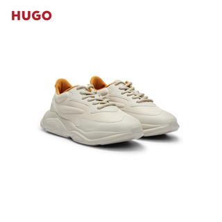HUGO男士2024夏季撞色细节装饰跑步休闲运动鞋 271-浅肤色 EU:39