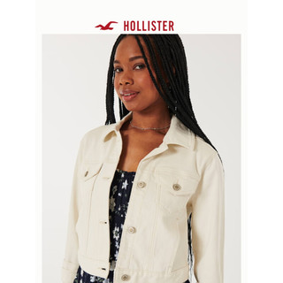 HOLLISTER24年春夏辣妹宽松短款百搭牛仔夹克外套女 357781-1 奶油色 XL (170/108A)