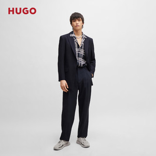 HUGO男士2024夏季人造革混合材质系带运动鞋 282-米灰色 EU:43