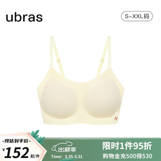 Ubras 24年无尺码薄荷凉感华夫格吊带抹胸内衣女无钢圈文胸罩 奶油布丁色 常规版(100-130斤)