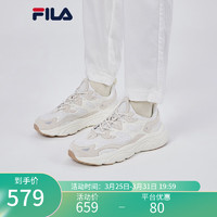 FILA 斐乐 女鞋跑步鞋情侣同款老爹鞋MARS火星鞋男鞋休闲运动鞋 奶白/砂色-GS 39