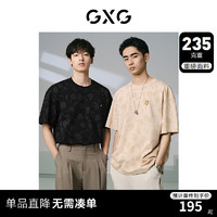 GXG 男装 235g重磅满印花卉图案宽松休闲短袖T恤男士 24年夏季 黑色 180/XL