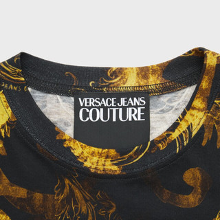 范思哲Versace Jeans Couture24春夏女士满印圆领短袖T恤 黑色印花 L L(170/96A) BLKPRINTING-G89黑色印花