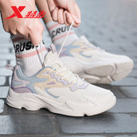 XTEP 特步 女鞋运动鞋女夏季新款休闲潮流韩版女士透气网面跑步鞋 米绿 36