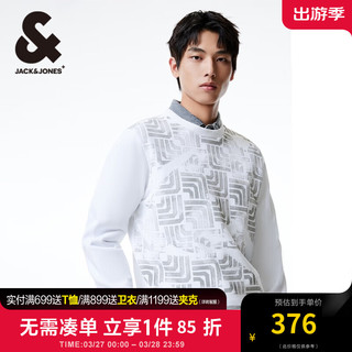 杰克琼斯 杰克·琼斯（JACK&JONES）24年春季男士衣服个性时尚衣身印花满印圆领卫衣男装 A06本白色 常规 A06本白色 165/88A/XS