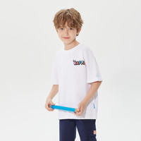 Kappa Kids卡帕儿童纯色夏季短袖T恤男女童纯棉白色百搭 白色   120
