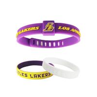 NBA 3条装 湖人队 休闲运动硅胶腕带手环 男女学生情侣篮球手环