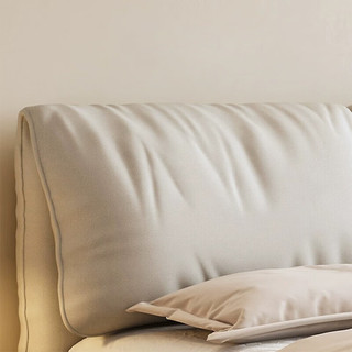 花王 现代简约卧室双人布艺床奶油风233#1.8米单床三抽款 1.8m（三抽款）
