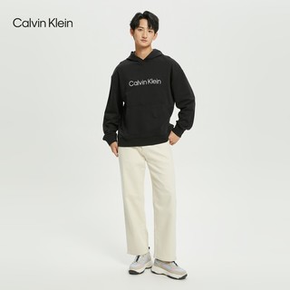 Calvin Klein  Jeans春秋男士时尚纯棉简约刺绣字母连帽套头卫衣40H_M231 001-黑色 M  （130-150斤）