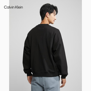 Calvin Klein Jeans23春季男士时尚叠印字母休闲纯棉圆领卫衣J323609 BEH-黑色 L