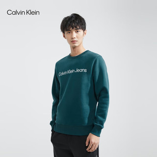 Calvin Klein Jeans秋冬男士时尚简约字母印花舒适抓绒圆领卫衣J322333 CA4-深海绿 XL