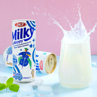 OKF韩国 牛奶苏打饮料250ml*6罐  细腻气泡 夏日饮品