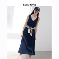 百亿补贴：BASICHOUSE 百家好 Basic House/百家好无袖背心连衣裙法式复古休闲款式海边度假长裙