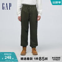 Gap 盖璞 男装春季2024百搭多口袋松紧中腰束脚裤休闲工装裤884778 深绿色 175/84A(L)亚洲尺码