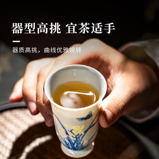 景德镇陶瓷家用茶杯釉下手绘青花高档闻香杯主人杯茶具品茗单杯礼盒装 手绘菊花闻香杯 60ml