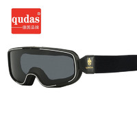 qudas 奇达士 德国品牌头盔风镜男女护目镜骑行防风沙尘晒眼镜滑雪镜BF630黑绑带风镜灰镜片