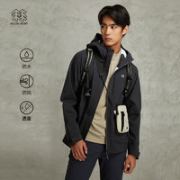 KOLON SPORT 可隆男户外运动戈尔防水冲锋衣夹克防风透湿外套 黑色BK XL