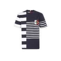 TOMMY HILFIGER 男装纯棉时尚不对称条纹宽松透气短袖T恤24554