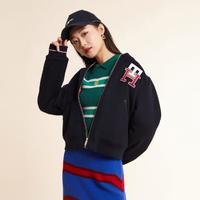 TOMMY HILFIGER 女含羊毛学院刺绣棒球领毛呢铺棉夹克外套38777