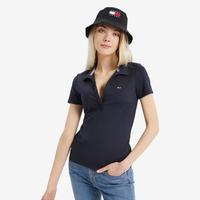 限尺码：TOMMY HILFIGER Tommy Jeans 女装时尚小绣标V领修身显瘦翻领短袖POLO衫12531