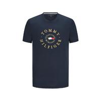 TOMMY HILFIGER 男纯棉时尚简约徽章刺绣LOGO透气短袖T恤78J4935