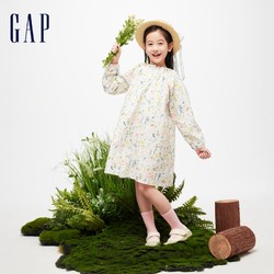 Gap 盖璞 女童2024春季新款花卉图案泡泡袖A型连衣裙儿童装长裙890489