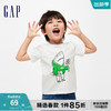 Gap男幼童2024春季纯棉印花图案圆领短袖T恤儿童装上衣430235 象牙白 90cm(1-2岁) 亚洲尺码