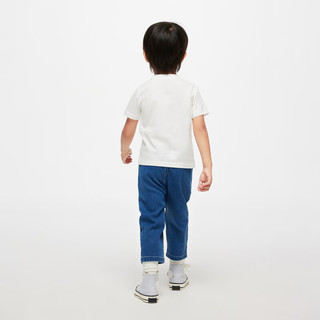 Gap男幼童2024春季纯棉印花图案圆领短袖T恤儿童装上衣430235 象牙白 90cm(1-2岁) 亚洲尺码