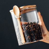 逸居客（YIJUKE）【带勺】高硼硅玻璃咖啡豆存储罐密封罐咖啡粉罐便携大容量茶叶罐