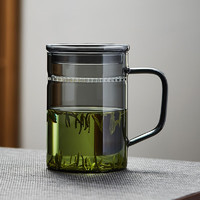 美斯尼 茶杯玻璃杯泡茶杯月牙过滤杯绿茶杯玻璃茶具杯 甘露杯 墨色