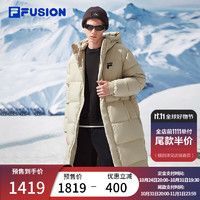 FILAFUSION斐乐潮牌长款羽绒服保暖加厚男女装连帽上衣 深灰卡其-DK 185/104A/XXL