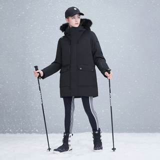 DESCENTE迪桑特 SKI STYLE系列 女子中长款羽绒服 滑雪队联名运动羽绒服 BK-黑色 L