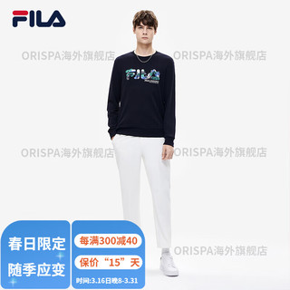                                                                                     斐乐（FILA）男子卫衣经典圆领休闲运动针织套头上衣衫男 标准白-WT 175_96A_L