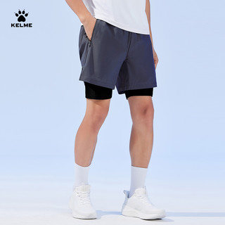 KELME卡尔美训练跑步运动短裤男2024夏季紧身假两件梭织裤子