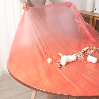 美丽雅一次性桌布松紧束口加厚10张 长圆餐桌防水防油防烫防风吹台布套 红色桌布套-10只