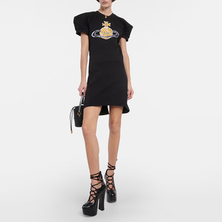 薇薇安·威斯特伍德（Vivienne Westwood）Orb印花棉质针织T恤式连衣裙P00905489 黑色 XL