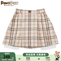 PawinPaw卡通小熊童装2024年春季女童百褶裙儿童学院风短裙 深米色/37(口袋布露出) 130
